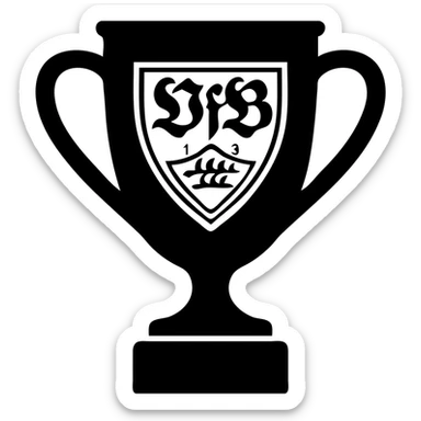VfB Stuttgart trophy, football club, stylized gold cup with club crest, bold lines sticker