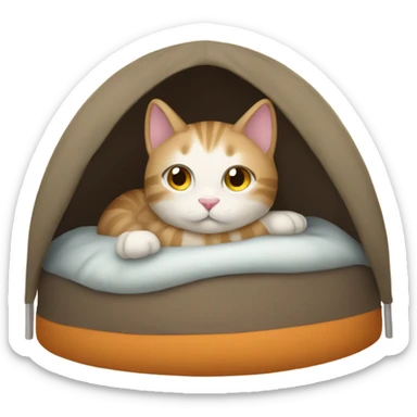 Cozy cat in a cozy tent sticker