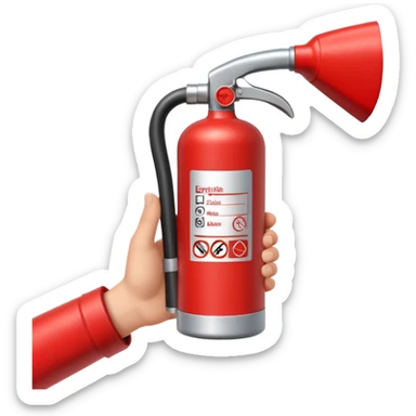 hand holding Fire extinguisher sticker