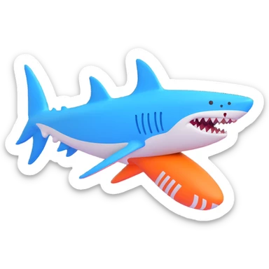 blue shark with blue Nike tennis shoes, running on land sticker