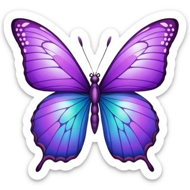 Purple butterfly with sharp ends on each wing sticker