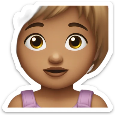 Baby girl with short brown air cut who is hungry sticker