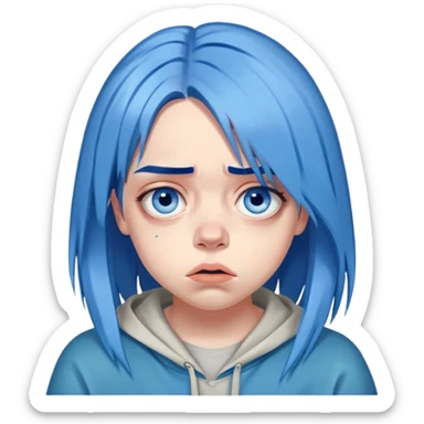billie eilish blue hair disgusted look sticker
