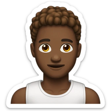 French crop mid fade Brown Hair Young african man emoji sticker