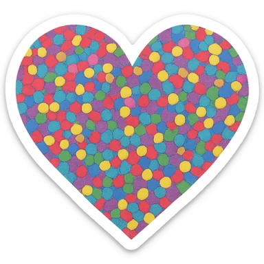 heart with a confetti fill, digital illustration, no background sticker