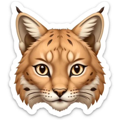 A high-resolution photo-realistic digital illustration of a majestic lynx, chest upward A high-resolution, photo-realistic digital illustration of a majestic young Eurasian lynx, shown from the shoulder upwards with lynx markings sticker