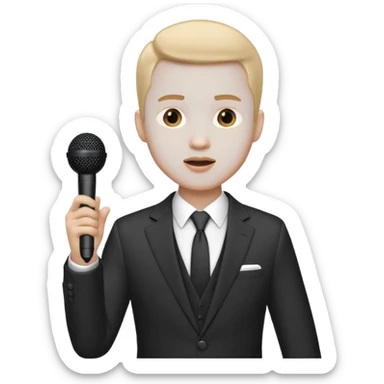  a man gives a speech whith microphone sticker