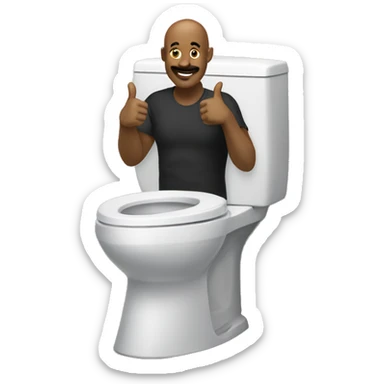 a bald black man with a mustache climbing out of a toilet, giving you a thumbs up sticker
