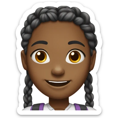 black girl with braids and braces  sticker