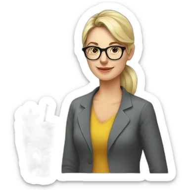 white teacher with glasses drinks mojito sticker