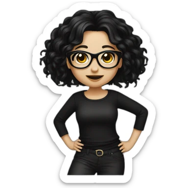 dancing-goth-girl-dark-hair-with-glasses-black-tshirt sticker