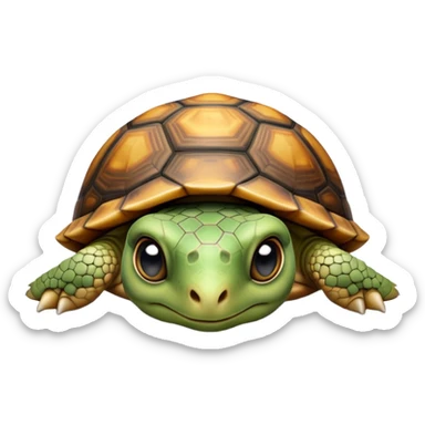 cinematic-baby tortoise-realistic--emoji,,-cute-wise-face-peering-ahead-with-calm-determination,-cute large-eyes-reflecting-centuries of wisdom, sticker