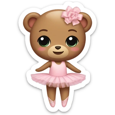 Teddy bear in a ballet pink tutu and ballet slippers sticker