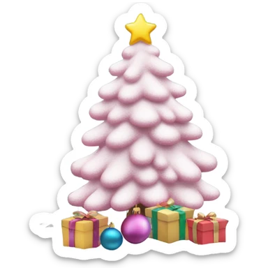 christmas tree with snow and pals pink ornaments  sticker
