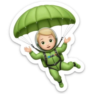 Skydiving baby with parachute and UFO green sticker
