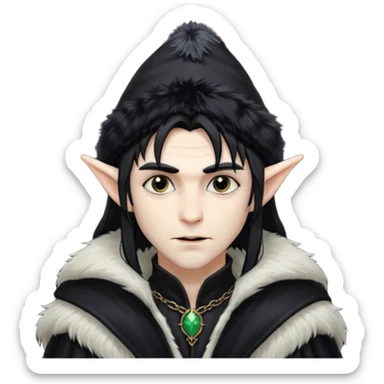 Male long hair vampire elf with furry hat sticker