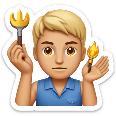 An emoji representing the ironman challenge for an mmorpg player who crafts everything themselves the hard way, and does not buy or sell items in-game. sticker