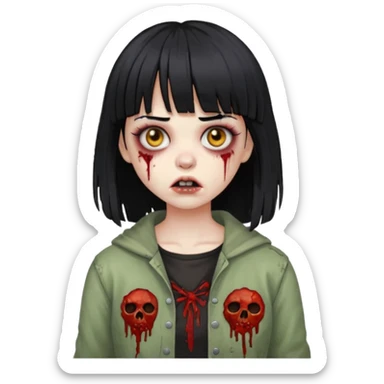 girl zombie with black hair whit bangs sticker
