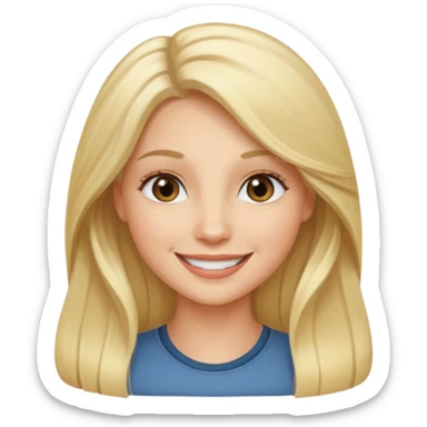 smile and long blonde hair and gray ayes sticker