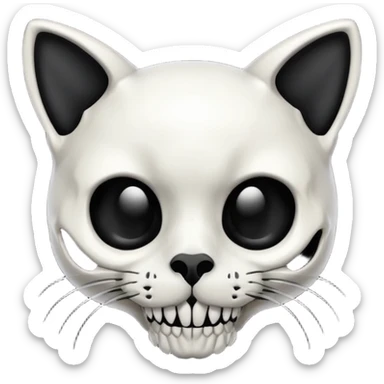 Cute Cat skull black silver  sticker