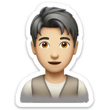 An face of Asian boy with fair skin color and a decent hairstyle  sticker