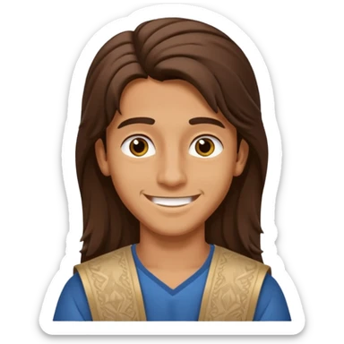 Boy arab long brown hair sticker