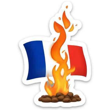 French flag with fire sticker
