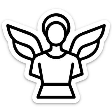 icon representing Nika, abstract female silhouette, elegant, minimalistic sticker