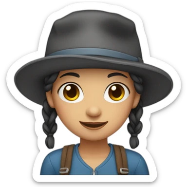 a girl with pigtails in a hat sticker