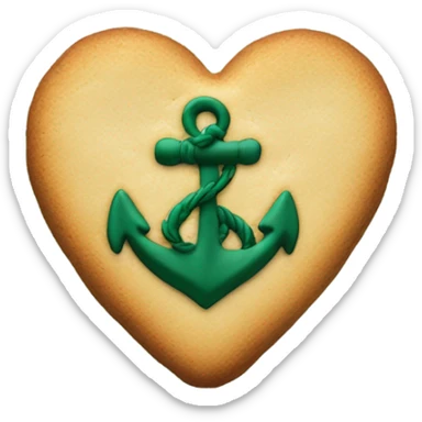 cookie heart with dark green anchor sticker