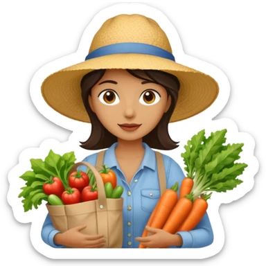 Shopper with veggie tote,Farmers’ Market. sticker