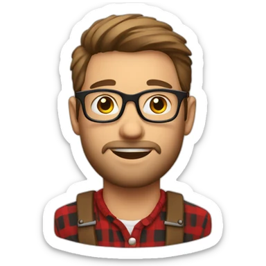 European guy wearing glasses and Lumberjack shirt sticker
