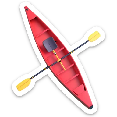 red single-person Olympic rowing boat, top view sticker