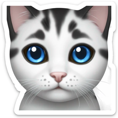 white/black/gray munchkin cat with blue eyes sticker