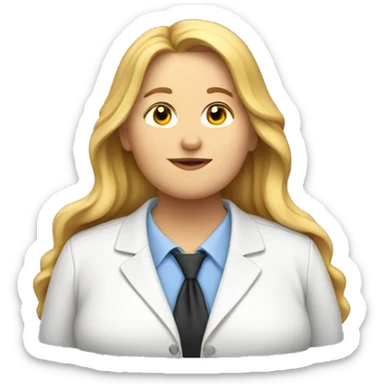 Obesity. A middle-aged woman with golden long hair, dressed in professional attire. sticker