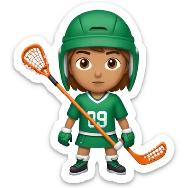 Lacrosse player in green uniform shivering in the snow sticker