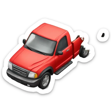 Red pick up with Christmas tree laying down  sticker