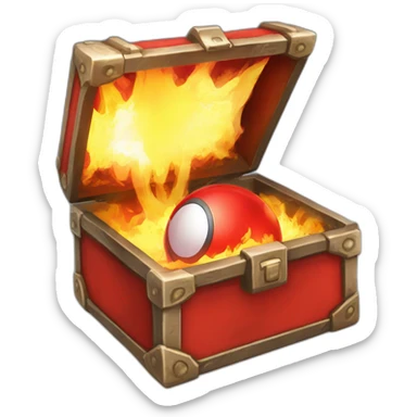 Pokemon Game LootCase Color Red Fire Flame Rich Treasure Legendary Epic Pokeballs and Pokemons Inside this have Shiny Glow sticker