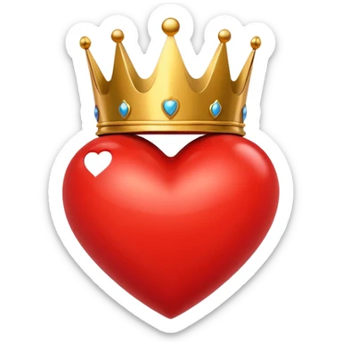 Corazon rojo con corona sticker