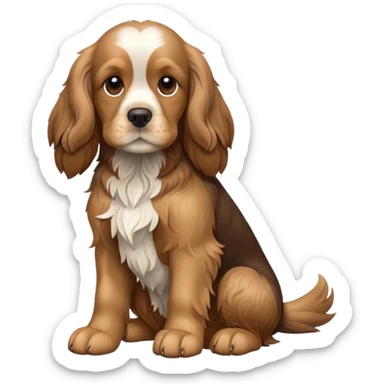 cinematic-[cocker spaniel dog]-realistic-full-body-sitting-emoji,-tail-resting-loosely-beside-its-paws,-head-tilted-dramatically,-scruffy-[solid brown]-fur,-simplified-yet-realistic-focused-features,-highly-detailed,-glowing-with-an-almost-sarcastic-glow sticker