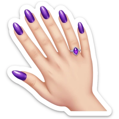Purple shimmer manicure Han with 5 fongers sticker