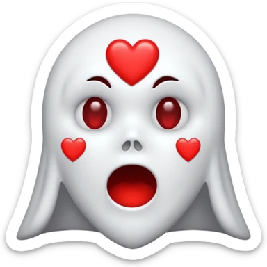 Ghost face with hearts around it  sticker