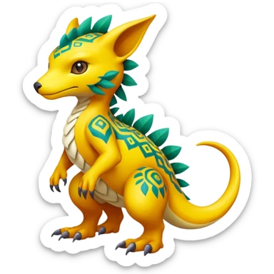 colorful lush exotic patterned beautiful elegant pretty realistic Fakémon-Digimon-Fionbri-Trico-creature (full body) sticker