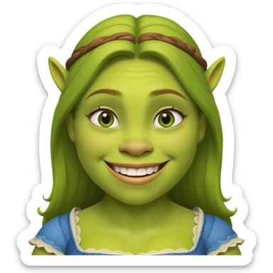 Fiona from Shrek, green ogre girl, smiling sticker