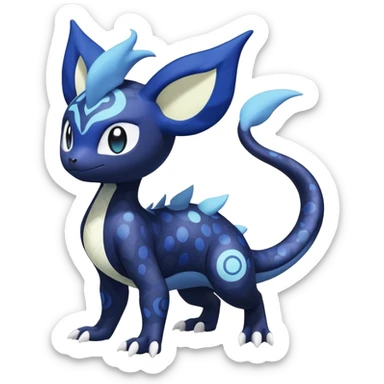 Nebulae Salandit-Meowstic-Noibat-Fakémon-hybrid-creature (full body)  sticker