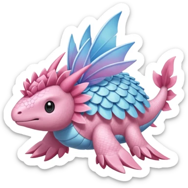 Finned scaly furry maned frill-maned Diancie-Palkia-Amaura-Aurorus-Salamence-aesthetic-fusion sticker