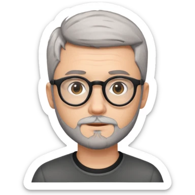 homme jeune blanc cheveux gris court lunettes rondes noir et petite barbe  sticker