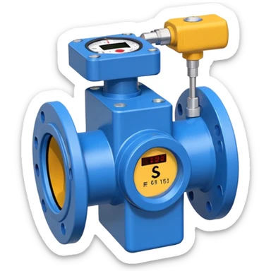 Mini caudalímetro color azul con brida y el medior tipo digital sticker