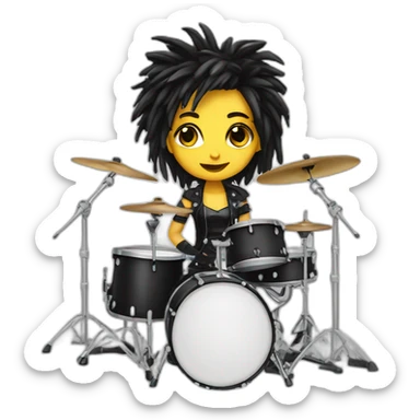 cute punk girl drummer sticker