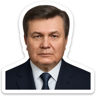 Make the face much more realistic and closely resemble Viktor Yanukovych, while keeping the iPhone emoji style, with no background. Preserve the distinctive features and colors of the iPhone emoji style but enhance realism and likeness to Viktor Yanukovych. sticker